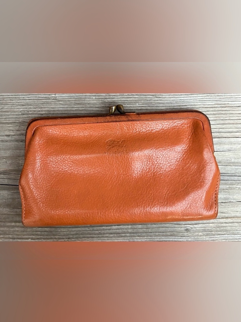 Vintage IL Bisonte Clutch Kisslock Multifunctional Italian Leather Phone wallet